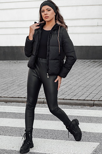Damen Winter NORDPUFF Daunenjacke mit Kapuze schwarz Dstreet TY4617