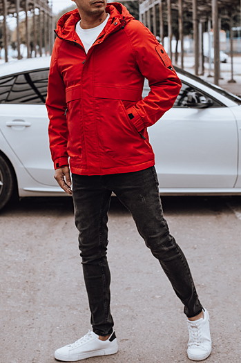 Herren Übergangsjacke mit Kapuze rot Dstreet TX4880
