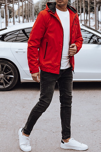 Herren Übergangsjacke mit Kapuze rot Dstreet TX4886