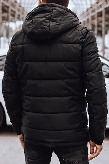 Herren Steppwinterjacke mit Kapuze schwarz Dstreet TX4892