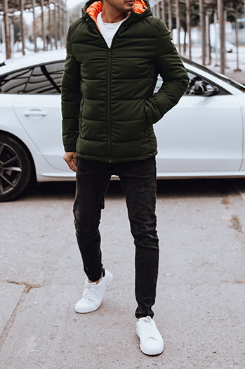 Herren Steppwinterjacke mit Kapuze grün Dstreet TX4893