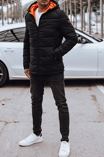 Herren Steppwinterjacke mit Kapuze schwarz Dstreet TX4895