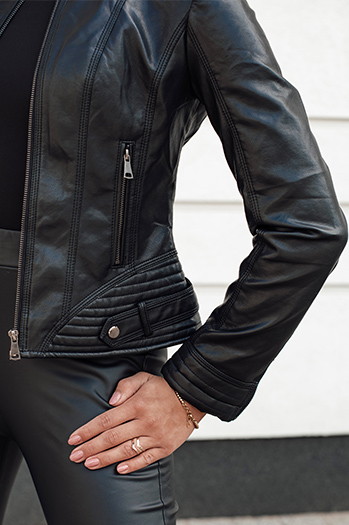 Damen Leder Übergangsjacke schwarz Dstreet TY4636