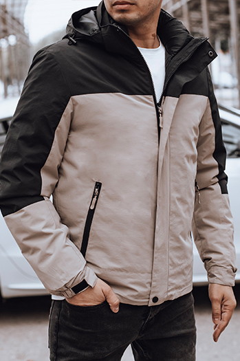 Herren Übergangsjacke mit Kapuze beige Dstreet TX4897