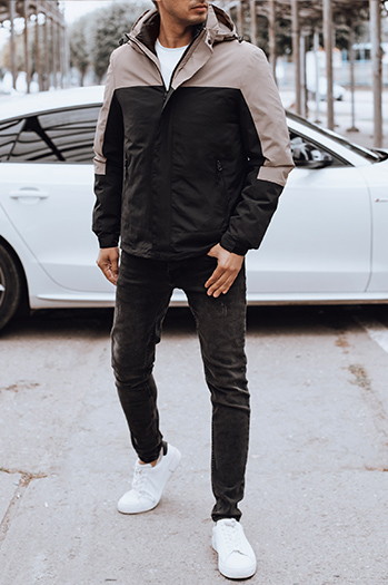 Herren Übergangsjacke mit Kapuze schwarz Dstreet TX4899