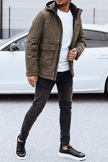 Herren Winterjacke mit abnehmbarer Kapuze hellbraun Dstreet TX4906