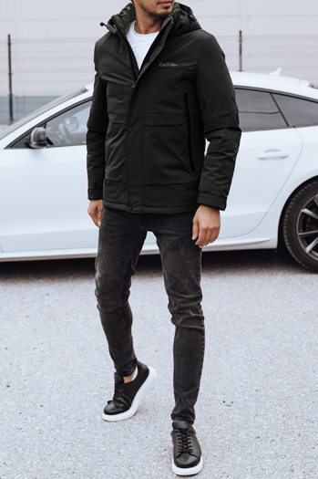 Herren Winterjacke mit Kapuze schwarz Dstreet TX4908