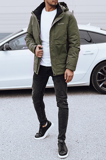 Herren Winterjacke mit Kapuze grün Dstreet TX4909
