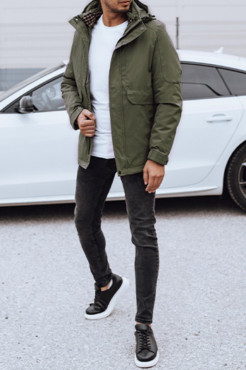 Herren Winterjacke mit Kapuze grün Dstreet TX4910