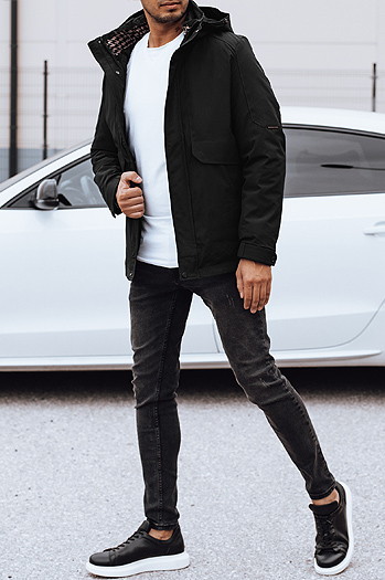 Herren Winterjacke mit Kapuze schwarz Dstreet TX4912