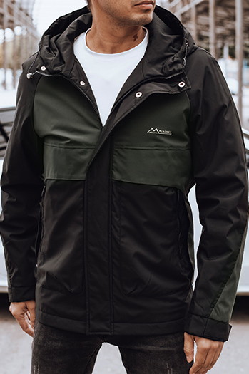 Herren Übergangsregenjacke schwarz und grün Dstreet TX4917