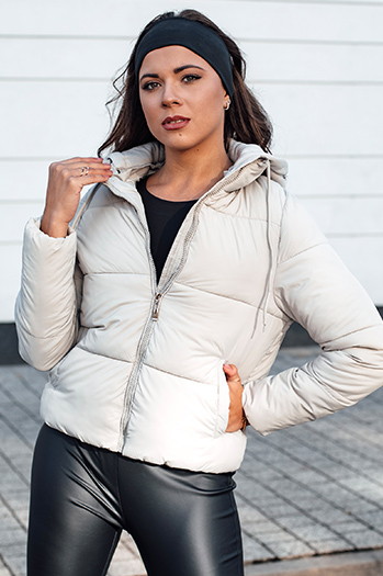 Damen Winter NORDPUFF Daunenjacke mit Kapuze grau Dstreet TY4645