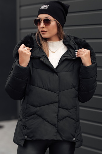 Damen FIXMIX gesteppte Winterjacke mit Kapuze schwarz Dstreet TY4672