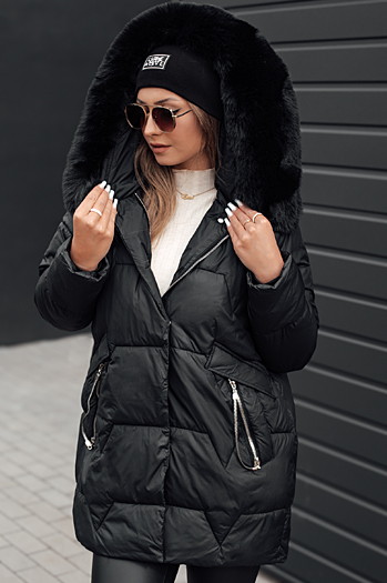 Damen FROSTYFIT gesteppte Winterjacke mit Kapuze schwarz Dstreet TY4675