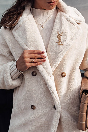 Damen Wintermantel LUXERII langes Fell beige Dstreet TY4691