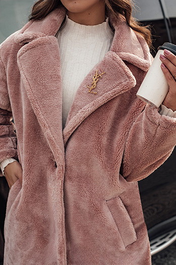 Damen Wintermantel GLAMFUR langer Pelz rosa Dstreet TY4700