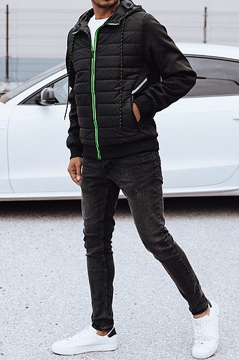 Herren Übergangsjacke mit Steppkapuze schwarz Dstreet TX4920