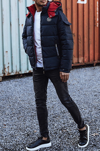 Herren Steppwinterjacke mit Kapuze navy blau Dstreet TX4929