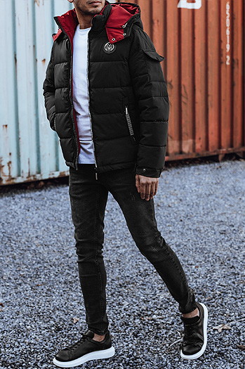 Herren Steppwinterjacke mit Kapuze schwarz Dstreet TX4930