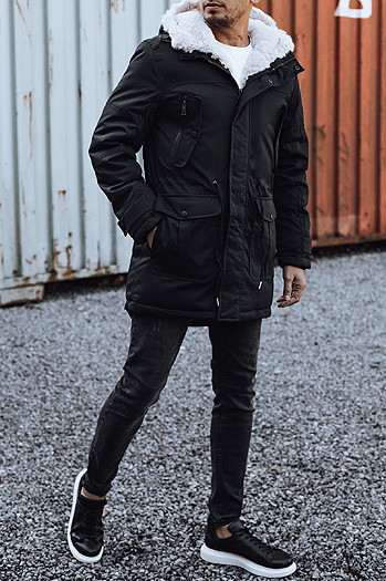 Herren Winter Parka Jacke mit Kapuze schwarz Dstreet TX4933