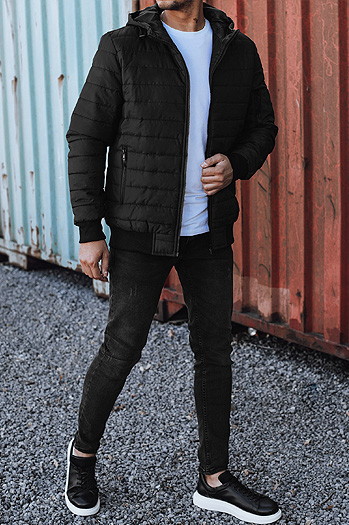 Herren Übergangsjacke mit Steppkapuze schwarz Dstreet TX4937