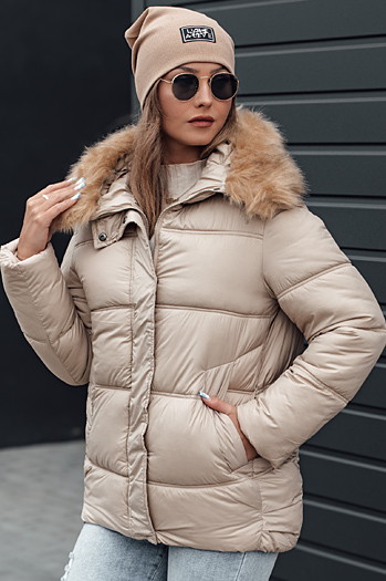 NORDKOLL Damen Winter Steppjacke mit Kapuze hellbeige Dstreet TY4710