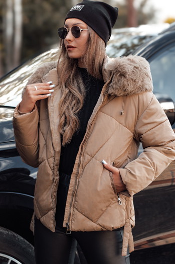 MODIVA gesteppte Damen Winterjacke mit Kapuze hellbeige Dstreet TY4725