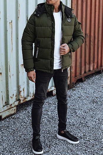 Herren Steppwinterjacke mit Kapuze grün Dstreet TX4949