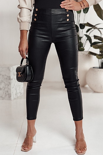 Gewachste SKINLOVE Damenhose mit hoher Taille schwarz Dstreet UY2198