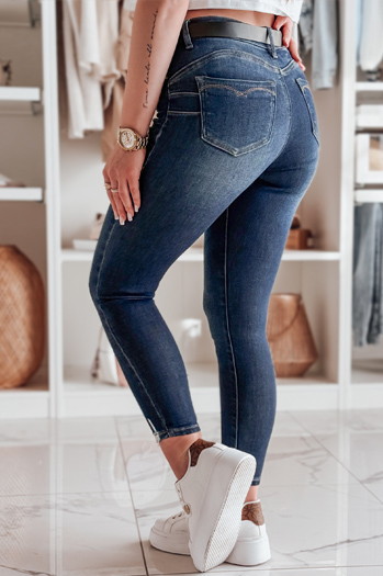 Damen Skinny Jeans Hose mit Gürtel SKINNYJUP blau Dstreet UY2223