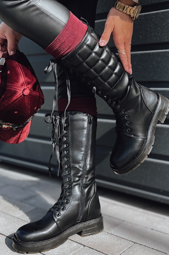 JINOVA Damen gesteppte schwarze Stiefel Dstreet ZY0504