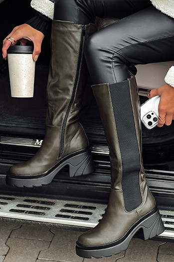 FERRINI Damen lange grüne Dstreet Stiefel ZY0534