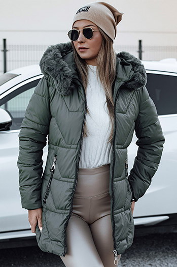 Damen Winterjacke mit Kapuze KRISTA grün Dstreet TY4729