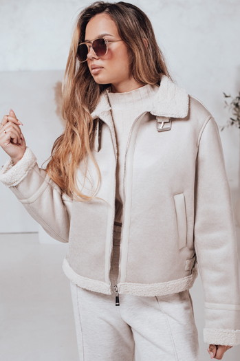 Damen Wildleder Schafsfell Mantel KASAMIRA weiß Dstreet TY4739
