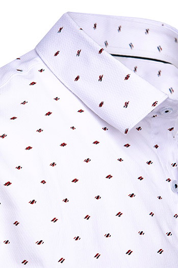 Herren Langarmhemd gemustert weiß Dstreet DX2607