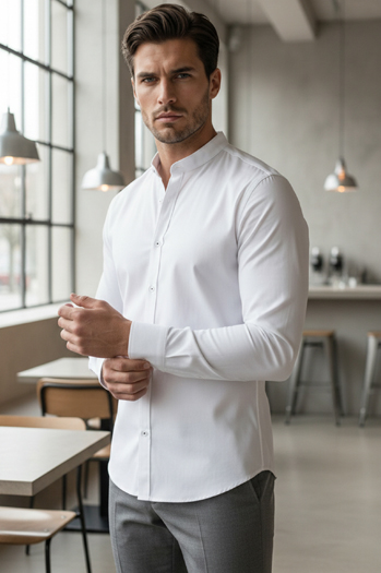 Herren Freizeithemd mit Stehkragen weiß Dstreet DX2608