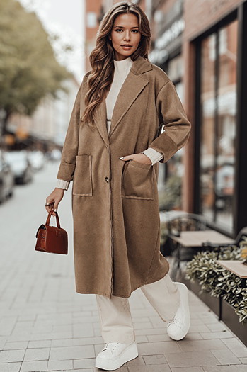 Damenmantel in Übergröße AVELINNI lang beige Dstreet NY0694