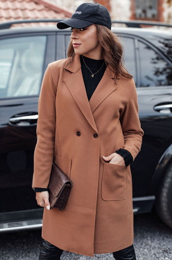 Damen Mantel in Übergröße LINNORE lang camel Dstreet NY0703