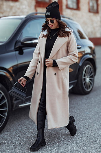 MODVENTURE Damenmantel in Übergröße mit Kapuze beige Dstreet NY0721