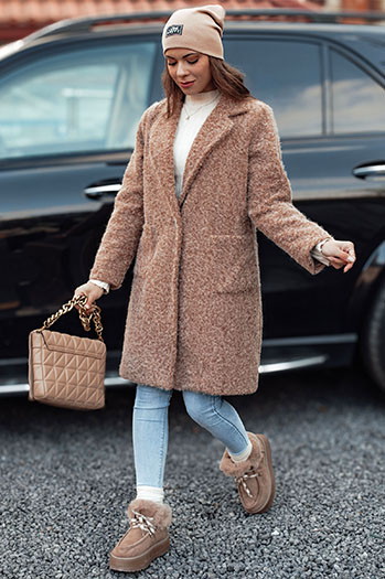Damen MOODLAY Lammfellmantel lang beige Dstreet NY0726