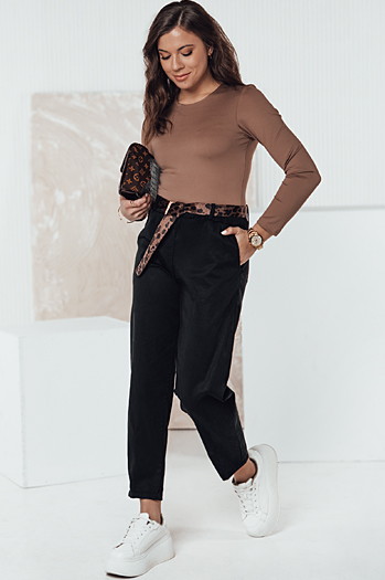 Damen Einheitsgröße LEOCINCIN Hose mit Gürtel schwarz Dstreet UY2260