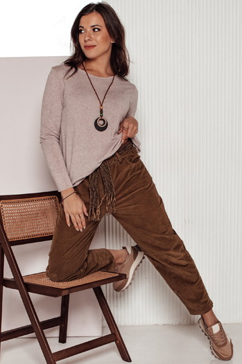 Damen Cordhose Einheitsgröße SOFTYLA in gestreift camel Dstreet UY2279