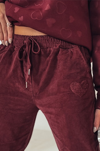 Damen Freizeithose in Einheitsgröße VELVITO Cord burgunderrot Dstreet UY2287