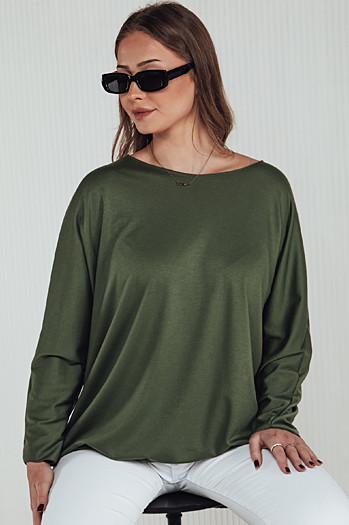 LOOSEFEMME Damen Bluse in Übergröße mit Anhänger grün Dstreet RY2707