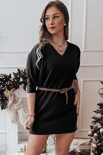 GLAMUP Einheitsgröße Kleid mit Gürtel schwarz Dstreet EY2553