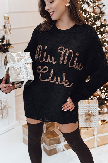 Damen Einheitsgröße MIU MIU Pullover mit Noppen schwarz Dstreet MY2347