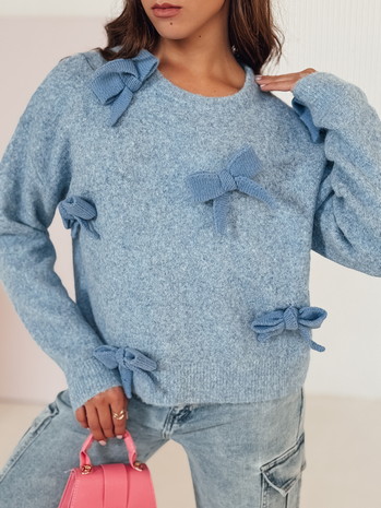 Damen Pullover in Übergröße BOWTONE mit Schleifen blau Dstreet MY2353