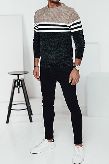 Grün gestreifter Pullover für Männer Dstreet WX2231