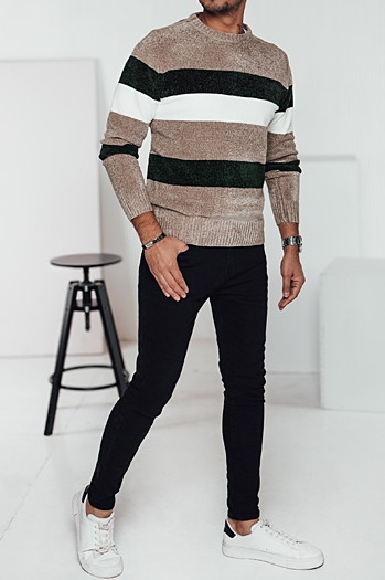 Gestreifter Herren-Pullover braun Dstreet WX2242