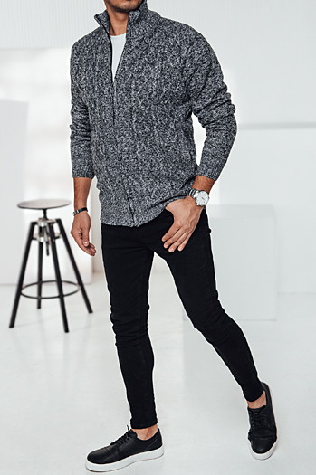 Grauer Herren-Pullover ohne Knöpfe Dstreet WX2251